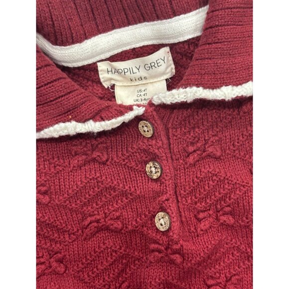 Happily Grey Kids Burgundy Cable Knit Dress 4T - Picture 2 of 3